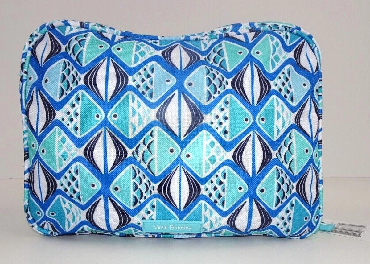 Vera Bradley Lighten Up Zip Around Cosmetic GO FISH BLUE Makeup Case School