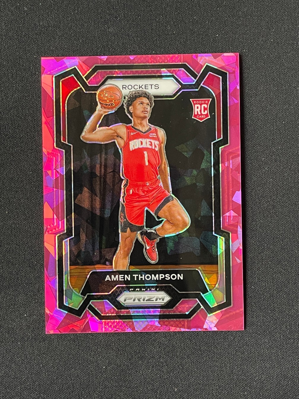 Amen Thompson 2023-24 Panini Prizm Pink Cracked Ice Prizm RC #150