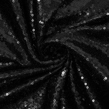 Black Sequin Fabric by the Yard, 2 Yard Black Satin-Backed Thicken Sequin Fabric