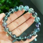 10.5mm Natural Color Fluorite Crystal Quartz Beads Bracelet 804
