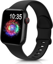 Soft Silicone Strap Compatible with Apple Watch Series 7 38mm 40mm Black