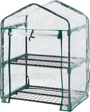 2 Tier Mini Greenhouse Portable Garden Plants Grow Green House with PVC Cover