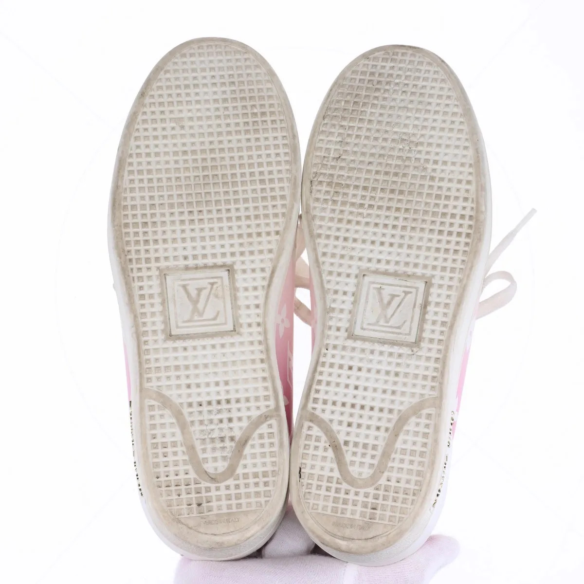 Louis Vuitton Front low line 20 years Leather Sneakers 37.5 Ladies' pink x white thumbnail 8