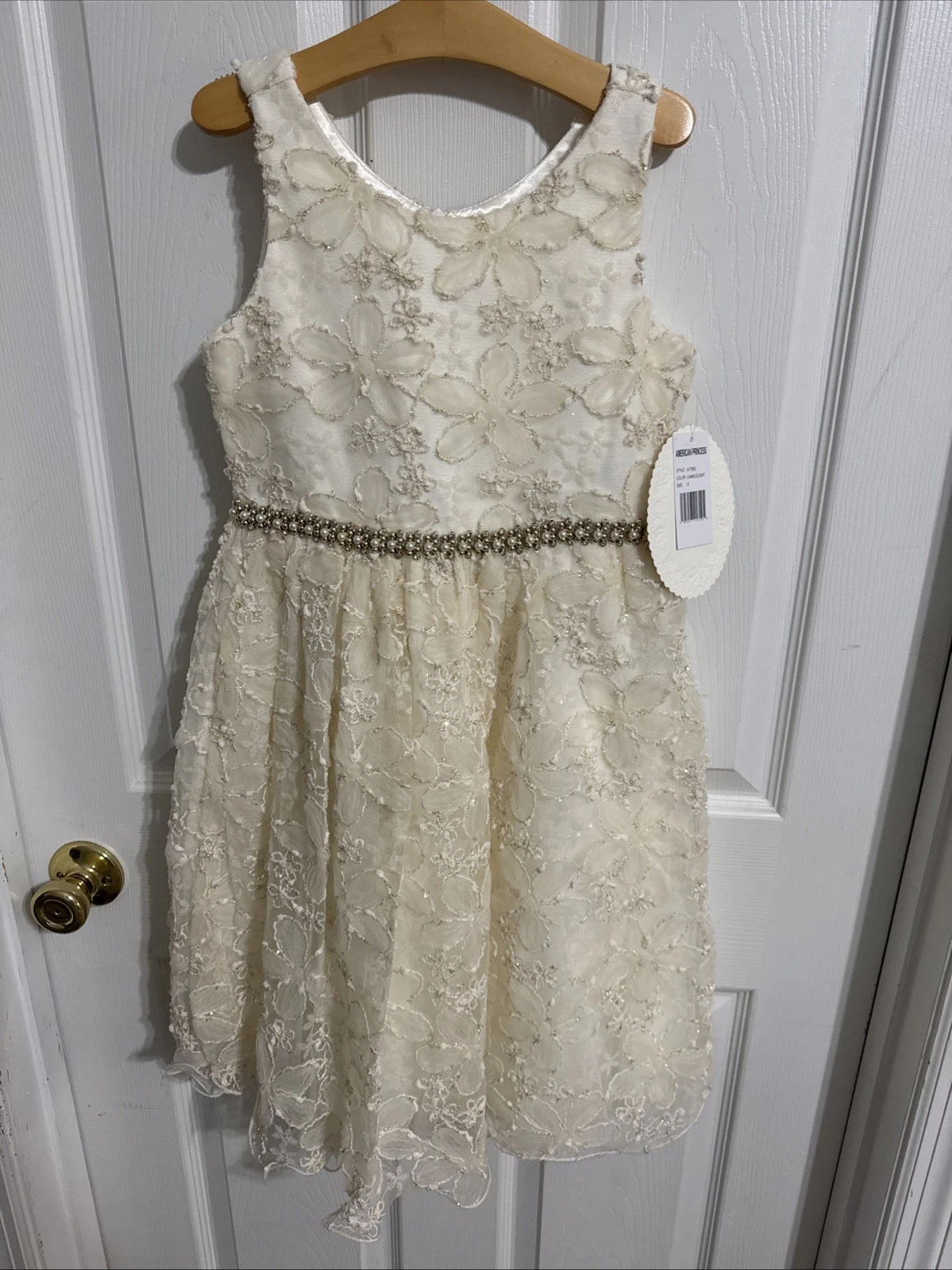 American Princess Girls Size 8 Ivory Formal Flower Girl Dress New With Tags
