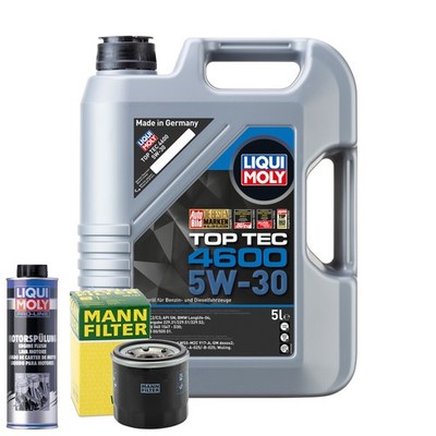 Motoröl 5W30 LIQUI MOLY Top Tec 4600 5L +MANN Ölfilter +Spülung