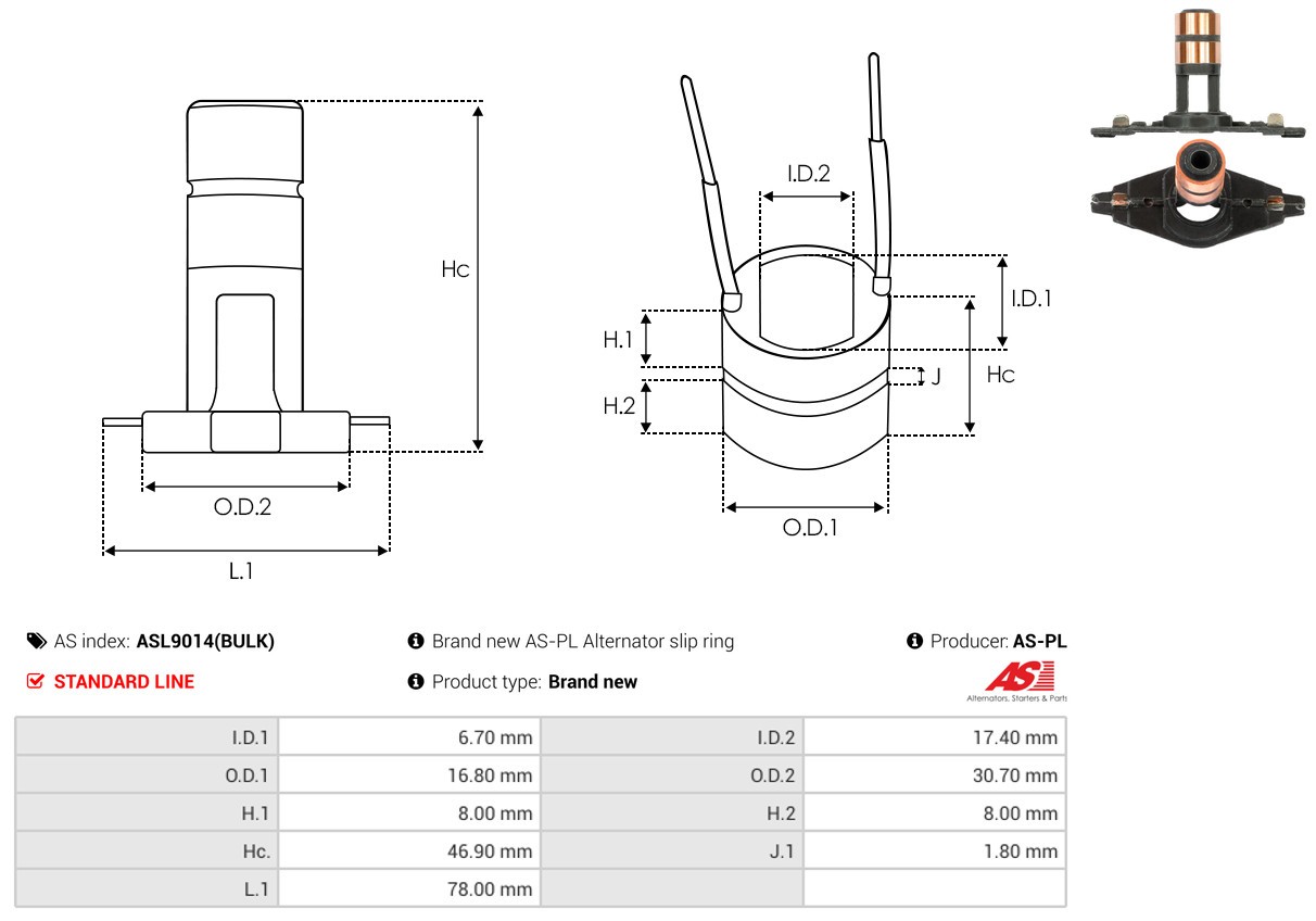 Fits AS ROZRUSZNIKI I ALTERNATORY ASL9014(BULK) ALTERNATOR RING/COMMU ⭐UK Stock⭐