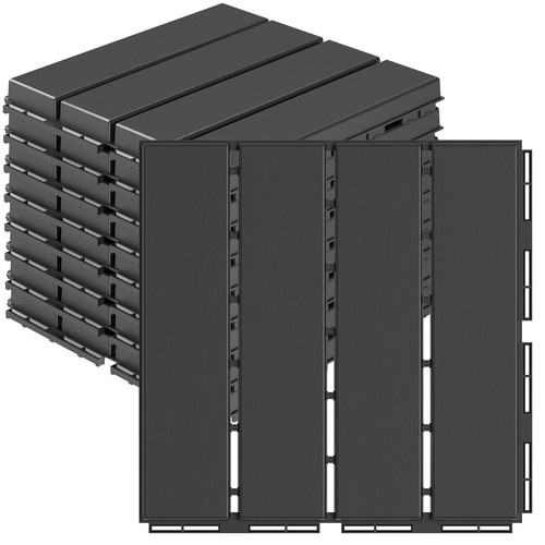Plastic Interlocking Deck Tiles, 9 Pack , 12"x12" Waterproof Outdoor Flooring...