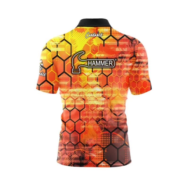 Hammer Black Widow Fire Honeycomb Quick Ship CoolWick Sash Zip Bowling Jersey