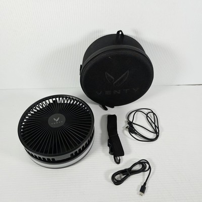 Venty Portable Oscillating Fan Black Travel Case - Tested Working 