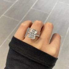 6.00Ct Radiant Cut 18K White Gold Lab Grown Diamond/CVD Women's Wedding Rings
