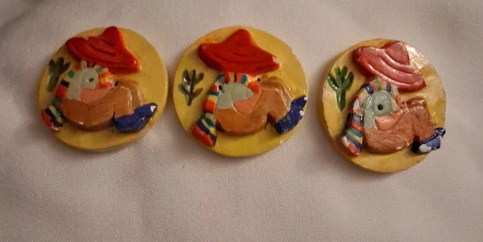 3 Handmade Southwest Themed Buttons. Each Is 4 Inches In Diameter. - Image 2 of 4