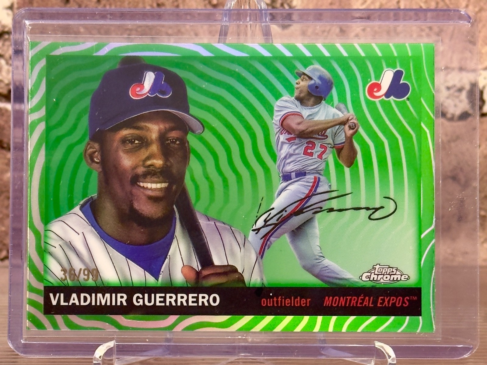 2025 Topps Chrome Platinum Vladimir Guerrero 406 Green Vibrations Refactor #/99