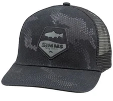 Simms Fishing Original Trout Patch Trucker Cap Black NoGlare Black UnderBrim NEW