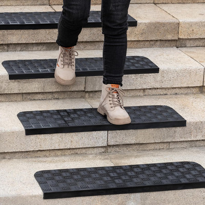 Rubber Stair Treads Non Slip Outdoor/Indoor 30'' X 10'' 6-Pack, Outdoor Stair