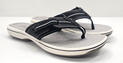 Cloudsteppers by Clarks Women's Black Slide Breeze Sea Thong Sandals 9M NEW NICE