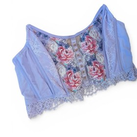 Victoria Secret Dream Angels Strapless Bustier Purple Lace And Flower Embroidery