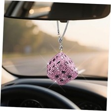 Creative Hanging Dice With Dots Car Rearview Mirror Charm Car Mirror Pink