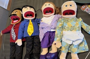 4 Silly Puppets Lot 25" Ventriloquist Dolls - Sarah George Carlos Grandma
