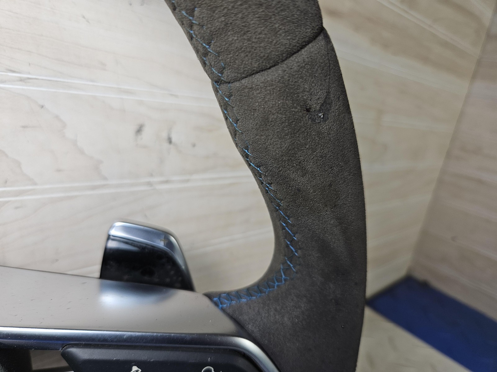 2017-2023 Audi R8 OEM Steering Wheel w/ Aftermarket Suede Cover Blue Stitching