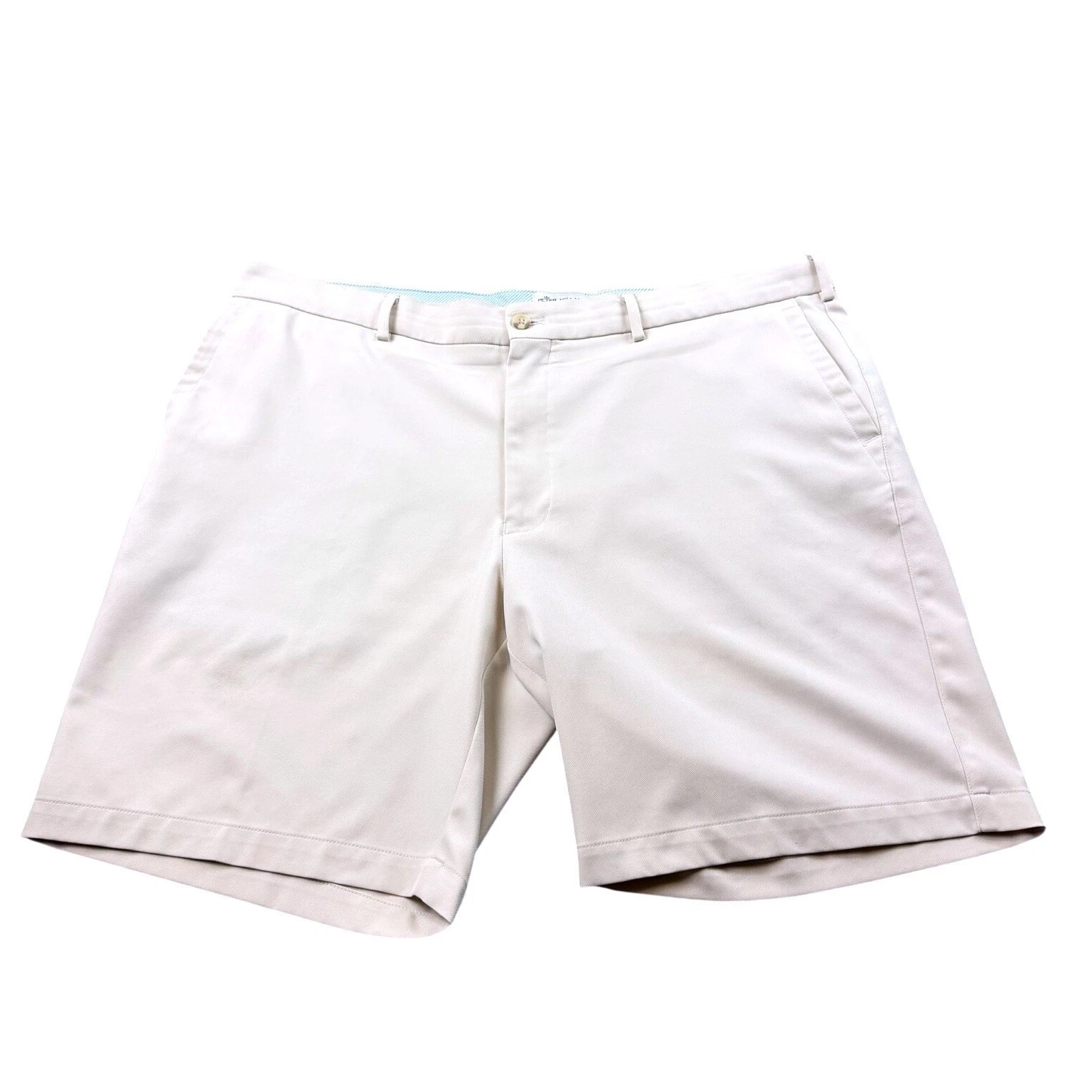 Peter Millar Men's Golf Shorts Beige Performance Stretch Size 40 Flat Front