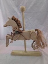 Vintage Wood Carousel Horse / Pony - Handmade with straw tail - Made In The Usa