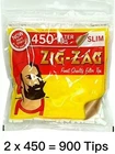 2 x 450 = 900 SLIM ZIG ZAG CIGARETTE FILTER TIPS 450 IN A BAG RESEALABLE BAG