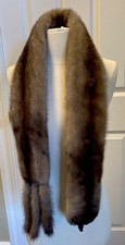 VTG Real Mink Fur Stole Scarf Wrap Full Body Pelt Head Paws Tails Gray 56  
