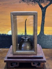 Vintage  1930's-1940's 5" Singer Sewing Machine Oil Pump Can. In A Display Case