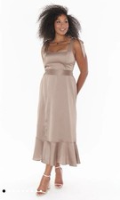Show Me Your MuMu Claire Dress Dune Luxe Satin Midi Bridesmaid Medium NWT
