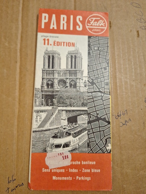Vintage Paris Tourist Folding Metro Map Booklet Notre Dame Cover France Good 