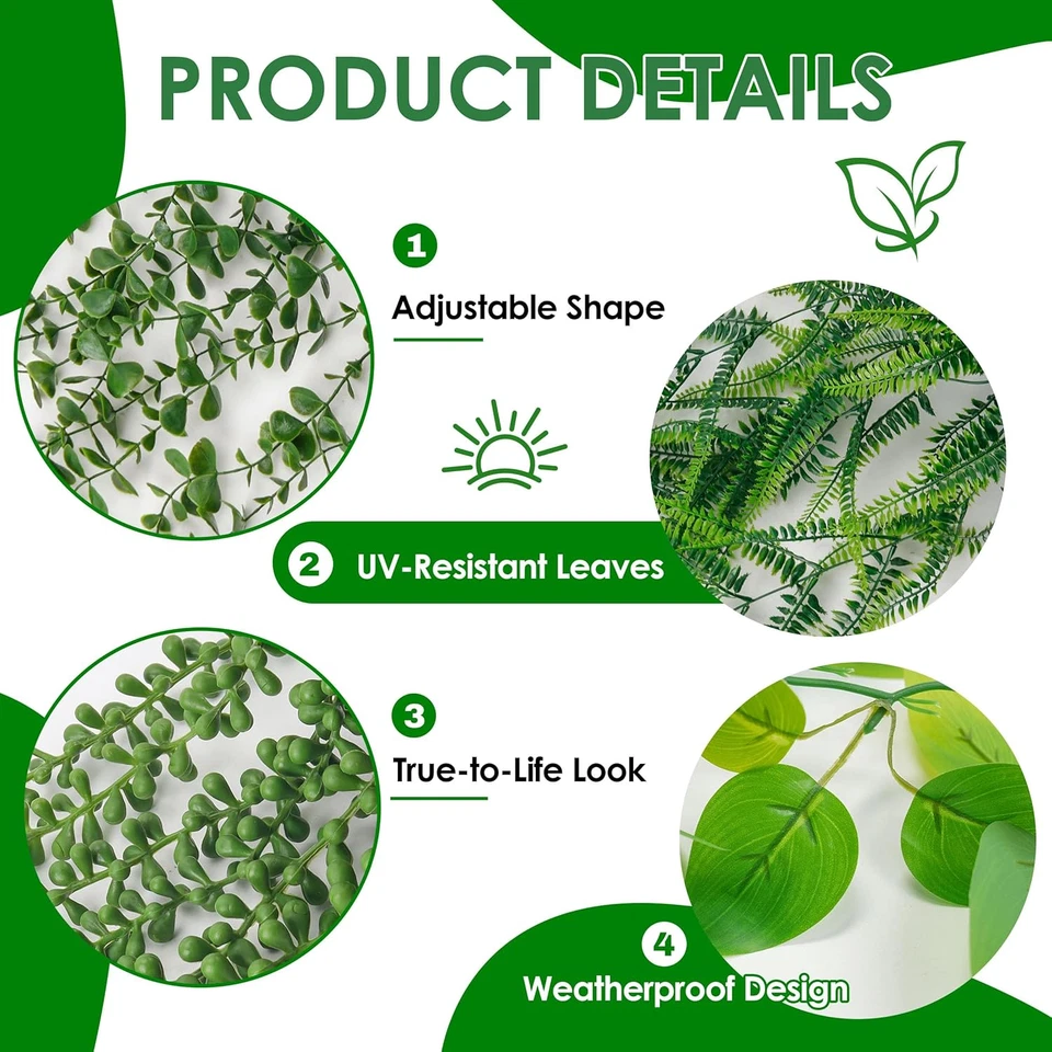 4件装假植物悬挂人造常春藤人造桉树悬挂植物,博斯 — 第 3/4 张图片