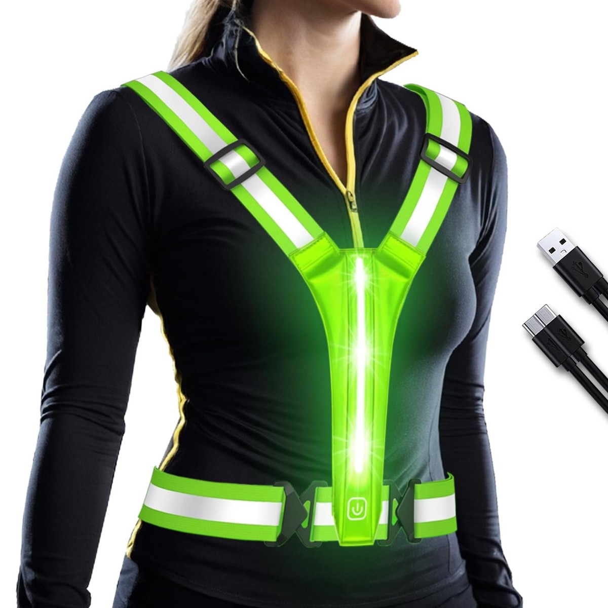 Vest Led Running Light Belt LED Reflective Vest Running Gear, Lights Up  Vest Rechargeable