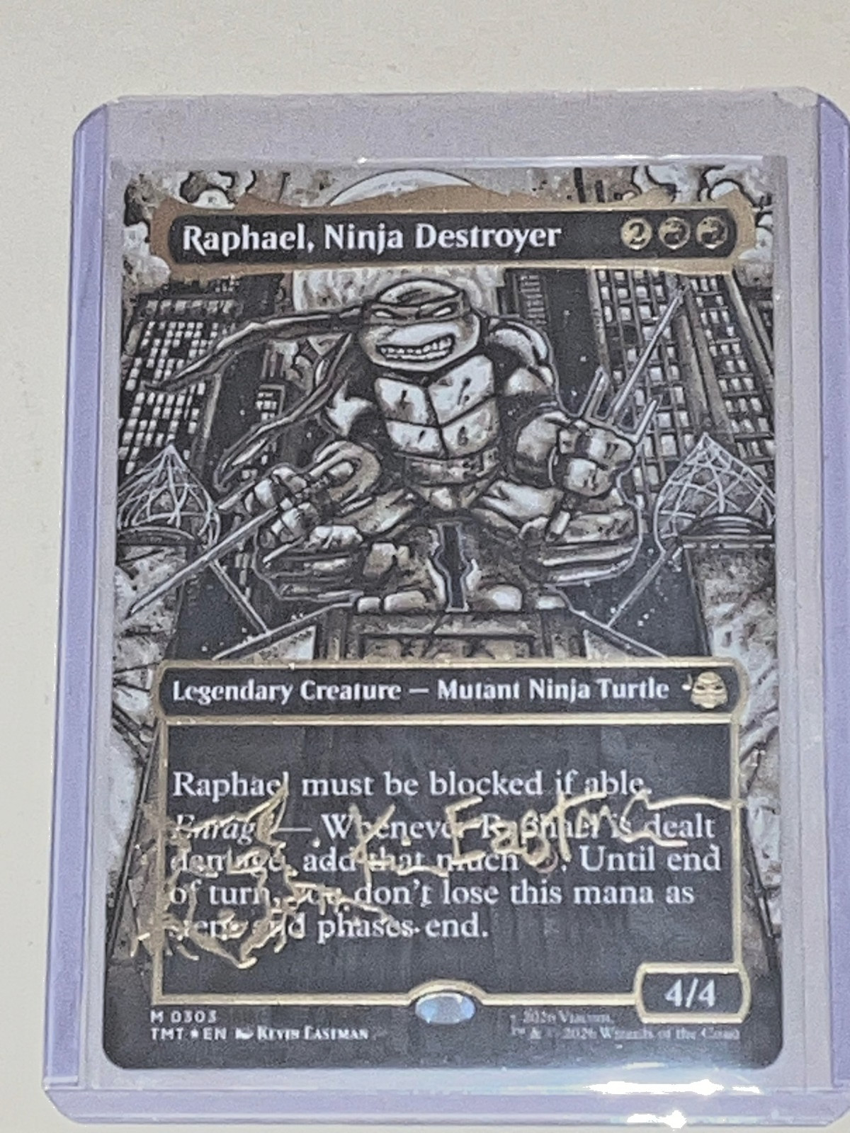 Magic the Gathering Raphael Ninja Destroyer Gold Foil Signature Collector Mythic