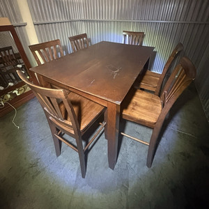 Rectangular Wood Dining Table Set w/ 4 Chairs, Brown Medium Wood Tone