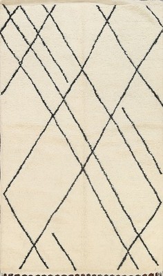 Trellis Moroccan Oriental Area Rug 5x8 Hand-knotted Wool Modern Ivory Carpet