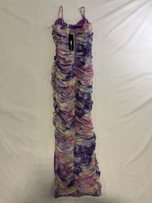 Fashion Nova The Hamptons Mesh Ruched Midi Dress in Lavender
