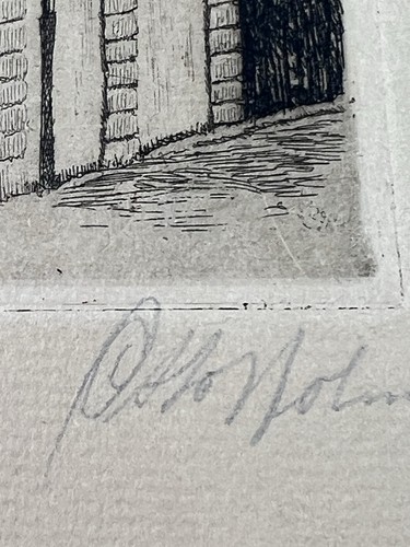 Otto Holm Signed Etching Street Scene Church Spire Architecture 1930s 10x17” Art - Picture 8 of 14