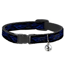 Cat Collar Breakaway with Bell Flame Blue NARROW Fits 8.5-12"
