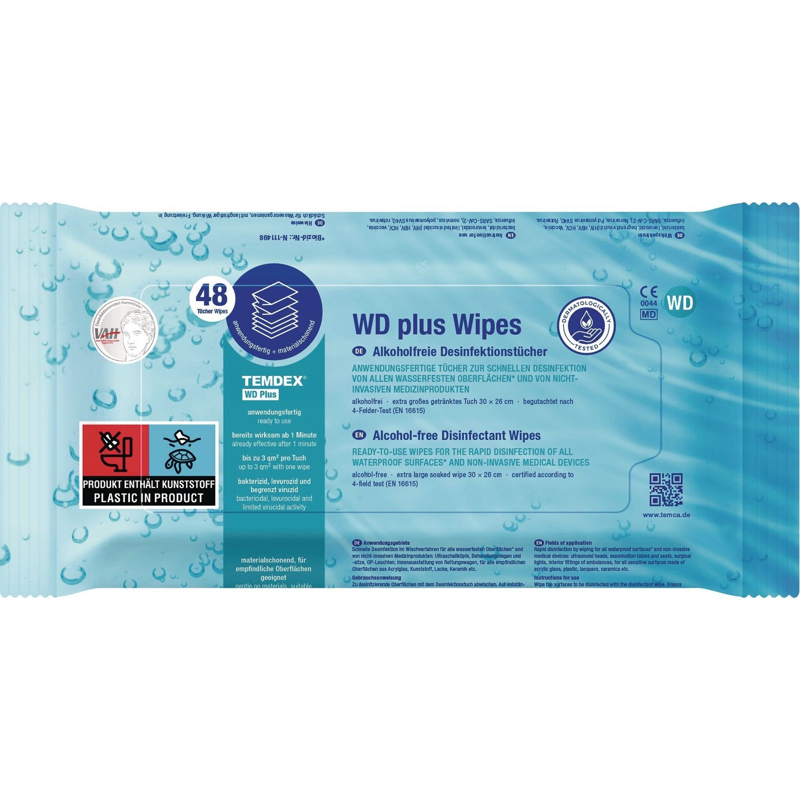 Desinfektionstücher TEMDEX® WD plus Wipes L300xB270ca.mm KT=6x48 Tü.RHEOSEPT