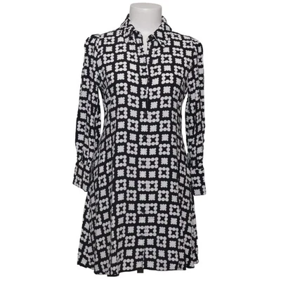 Zara, robe chemisier, taille : S, noir/blanc, viscose, fleurs, femme #jJZ - Photo 1/4