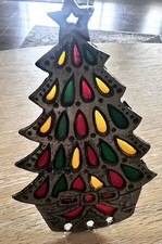 Vintage Stained Glass Suncatcher Wind Chimes Heavy Metal Christmas Tree Decor