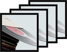 4 Pack 12.5x12.5 Black Vinyl Record Frames for 12" LP Album Covers Wall Decor