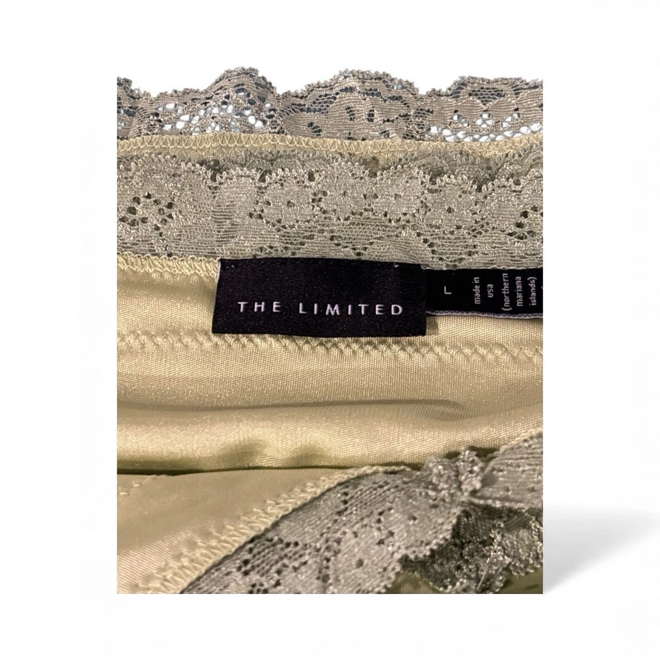 De Colección The Limited Verde Lunares Satinado Encaje Ribete Cami Camiseta sin Mangas Estante Sujetador Talla L Foto 3 de 4