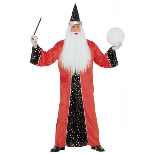 ROTES ZAUBERER SAMT KOSTÜM & HUT Karneval Herren Männer Hexer Magier Robe M (50) - Bild 1 von 2