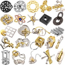 Yilloog 24 Pcs Metal Brain Teaser Puzzles 24 pieces, Multicolor With Gold