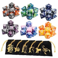  Polyhedral Dice Set - DND Role Playing Dice for Dungeons and 42 Multi-color