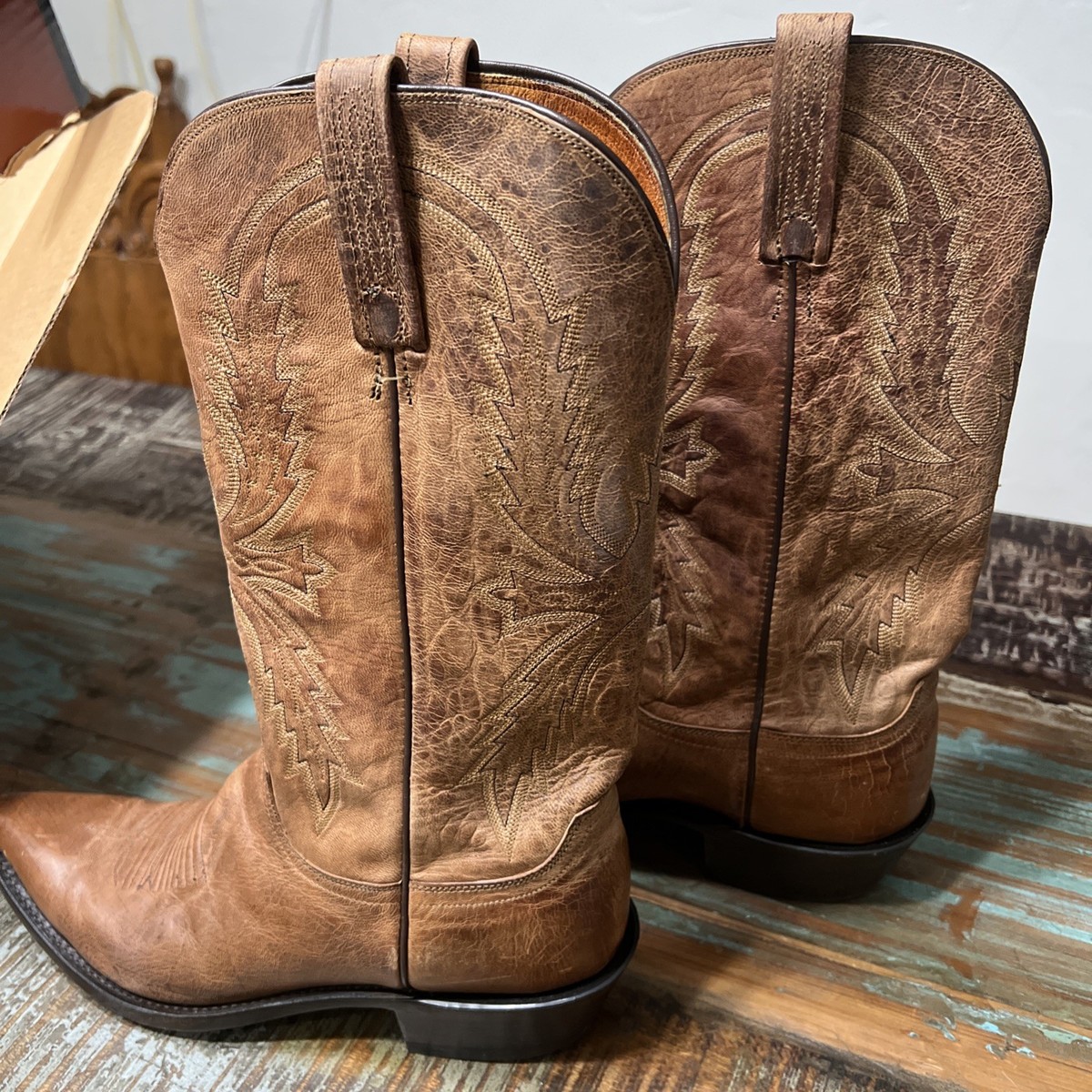 Lucchese Men’s Lewis Mad Gog Goat Tan Leather Cowboy Boot Size US 8.5 D 1883 By Lucchese Tan Cowboy Boots N154754 Crayton Mad Dog  main image 2