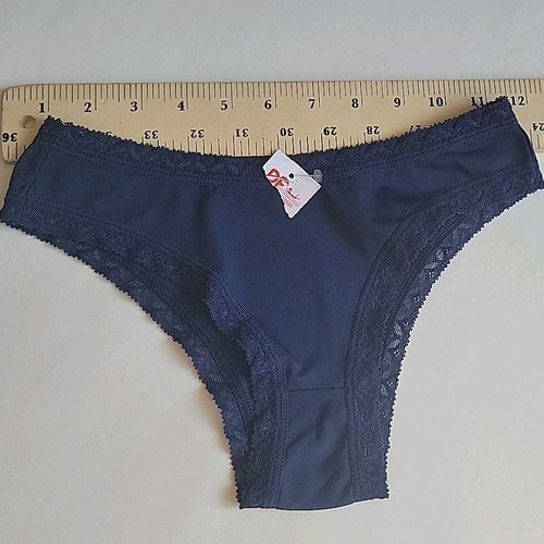 Made In Brazil Panties Cheeky Bikini Underwear Lowrise Comfy Lace Blue Medium - Picture 11 of 13