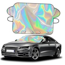 Car Windshield Snow Ice Cover, Laser Titanium Silver Windshield Snow 63"x47"