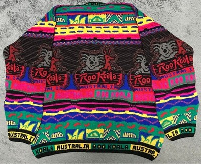 COOGI 3D Knit Cardigan Sweater Koala Kangaroo Multicolor 